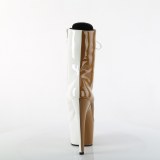 ADORE-1040TT 18 cm bota salto alto plataforma pleaser marrom branco