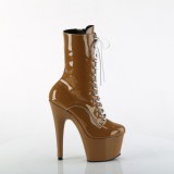 ADORE-1040TT 18 cm bota salto alto plataforma pleaser marrom branco