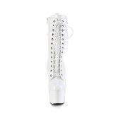 ADORE-1040WRHG - 18 cm plataforma botas saltos altos holograma branco