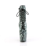ADORE - 18 cm bota salto alto plataforma pleaser padrão de cobra verdes