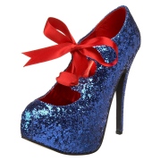 Azuis Brilho 14,5 cm TEEZE-10G Concealed burlesque Sapatos Scarpin Salto Agulha