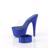 Azul 18 cm 712RS sandália salto alto de tiras no tornozelo strass plataforma
