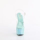 Azul 18 cm BEJEWELED-708RRS sapato salto alto pole dance strass plataforma