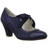 Azul 6,5 cm WIGGLE-32 retro vintage sapatos maryjane com salto grosso