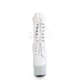 BEJ-1020-7 - 18 cm bota salto alto plataforma pleaser strass branco