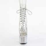 BEJ-1021C-7 - 18 cm bota salto alto plataforma pleaser strass transparente