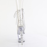 Beaded - 18 cm bota salto alto plataforma pleaser strass transparente