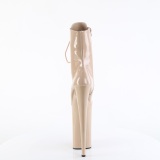 Bege Envernizado 25,5 cm BEYOND-1020 botinhas pleaser com plataforma