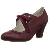 Borgonha 6,5 cm WIGGLE-32 retro vintage sapatos maryjane com salto grosso