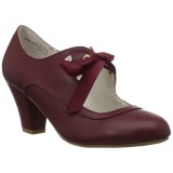 Borgonha 6,5 cm WIGGLE-32 retro vintage sapatos maryjane com salto grosso