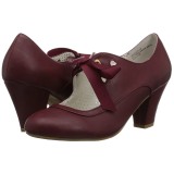Borgonha 6,5 cm WIGGLE-32 retro vintage sapatos maryjane com salto grosso