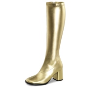 Botas dourados envernizado 7,5 cm GOGO-300 botas de salto alto para homens