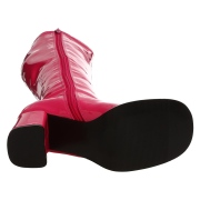 Botas pink cano alto 7,5 cm - calcanhar botas años 70 hippie disco couro envernizado