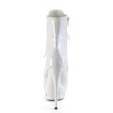 Branco 15,5 cm BLONDIE-R-1020 botinha femininos com cadarco salto alto em verniz
