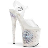Branco 20 cm FLAMINGO-808WD Sapatos plataforma de salto glitter