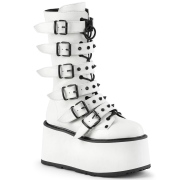 Branco 9 cm DAMNED-225 plataforma botas mulher com fivelas