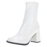 Branco Envernizado 7,5 cm GOGO-150 botinha com salto grosso stretch