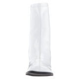 Branco Envernizado 7,5 cm GOGO-150 botinha com salto grosso stretch