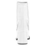 Branco Envernizado 7,5 cm GOGO-150 botinha com salto grosso stretch