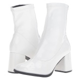 Branco Envernizado 7,5 cm GOGO-150 botinha com salto grosso stretch