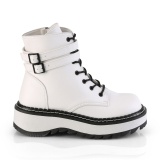 Branco Imitação Couro 3 cm LILITH-152 botinha demoniacult com plataforma