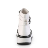 Branco Imitação Couro 3 cm LILITH-152 botinha demoniacult com plataforma