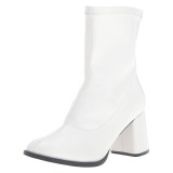 Branco Imitação Couro 7,5 cm GOGO-150 botinha com salto grosso stretch