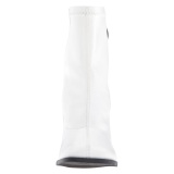 Branco Imitação Couro 7,5 cm GOGO-150 botinha com salto grosso stretch