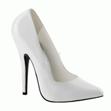 Branco Verniz 15 cm DOMINA-420 Sapatos Scarpin Stiletto Salto Agulha