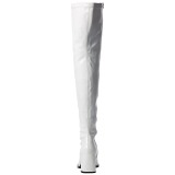 Branco Verniz 8 cm GOGO-3000 Botas Ate A Coxa para Homens