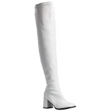 Branco Verniz 8 cm GOGO-3000 Botas Ate A Coxa para Homens