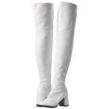 Branco Verniz 8 cm GOGO-3000 Botas Ate A Coxa para Homens