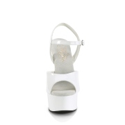 Branco plataforma 15 cm GLEAM-609 sandália salto alto pleaser