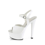 Branco plataforma 15 cm GLEAM-609 sandália salto alto pleaser
