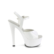 Branco plataforma 15 cm GLEAM-609 sandália salto alto pleaser