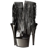 Cinza 18 cm ADORE-1017RSF botinha com franjas salto alto