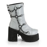 Cinza Vegan 12 cm ASSAULT-66 lolita botinha com salto grosso plataforma