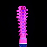 Cunha alto 14 cm S815 plataforma botas mulher com fivelas rosa neon