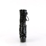 DELIGHT-1043 - 15 cm plataforma botas saltos altos envernizado preto