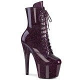 Eggplant glitter 18 cm botinha salto alto pleaser