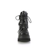 Envernizado 11,5 cm SHAKER-66 plataforma botinha cunha alto preto