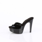 Envernizado 13 cm MARTINI-501 tamancos saltos altos preto