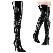 Envernizado 13 cm SEDUCE-3019 botas altas da coxa de homem em preto