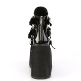 Envernizado 14 cm SWING-105 plataforma botinha mulher com fivelas preto