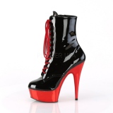 Envernizado 15,5 cm DELIGHT-1020 Botinha Cano Curto Plataforma Cromo Vermelho