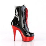 Envernizado 15,5 cm DELIGHT-1020 Botinha Cano Curto Plataforma Cromo Vermelho