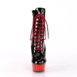 Envernizado 15,5 cm DELIGHT-1020 Botinha Cano Curto Plataforma Cromo Vermelho