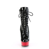 Envernizado 15,5 cm DELIGHT-1020 Botinha Cano Curto Plataforma Vermelho