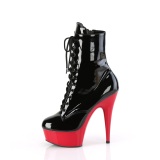 Envernizado 15,5 cm DELIGHT-1020 Botinha Cano Curto Plataforma Vermelho