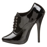 Envernizado 15 cm DOMINA-460 scarpin oxford de amarrar preto